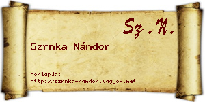 Szrnka Nándor névjegykártya