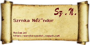 Szrnka Nándor névjegykártya